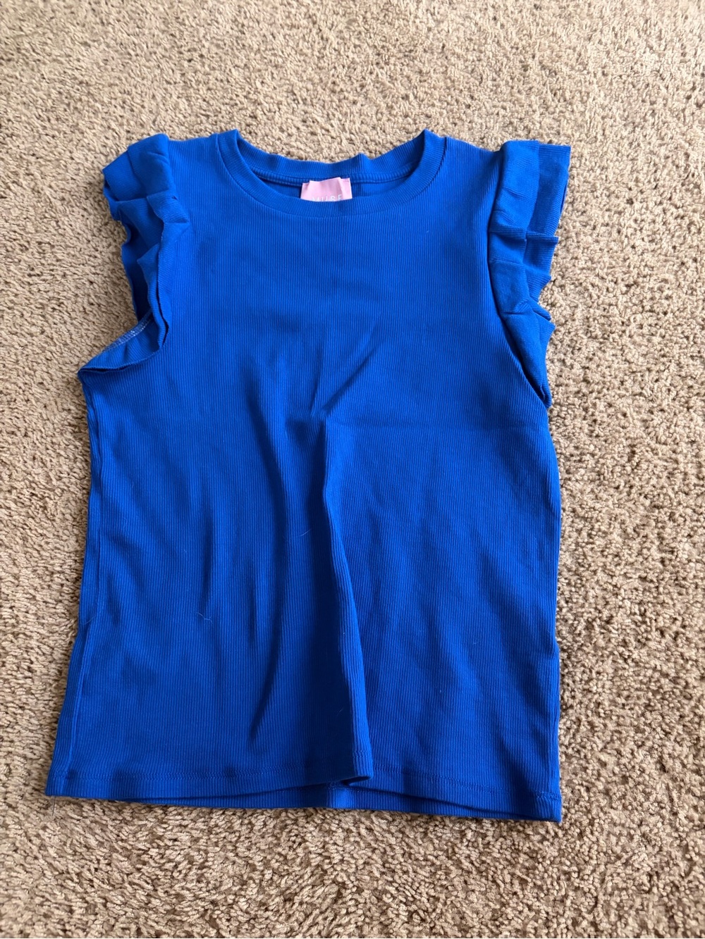 Muse Royal Blue Ruffle Sleeve Tank